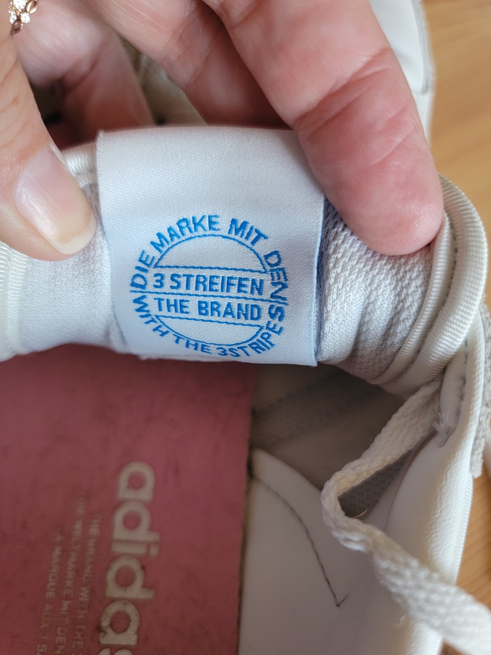 adidas Women's White Sneakers with Pink & Blue Stripes - Picture 7 of 9